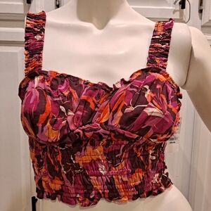 SO Pink and Orange Smocked Tank Top